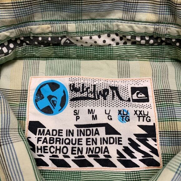 Mens Quiksilver Plaid Eco Friendly Button Down Shortsleeve Shirt - Picture 4 of 7